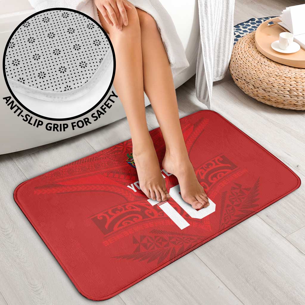 Custom Mate Ma'a Tonga Rugby Bathroom Set Ngatu Tribal Motifs Sporty Style - Polynesian Pride