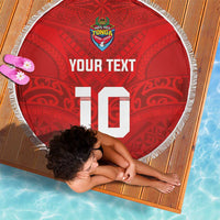 Custom Mate Ma'a Tonga Rugby Beach Blanket Ngatu Tribal Motifs Sporty Style - Polynesian Pride