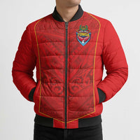 Custom Mate Ma'a Tonga Rugby Bomber Puffer Jacket Ngatu Tribal Motifs Sporty Style - Polynesian Pride