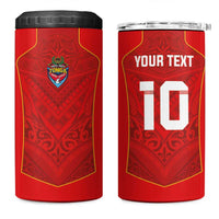 Custom Mate Ma'a Tonga Rugby 4 in 1 Can Cooler Tumbler Ngatu Tribal Motifs Sporty Style - Polynesian Pride