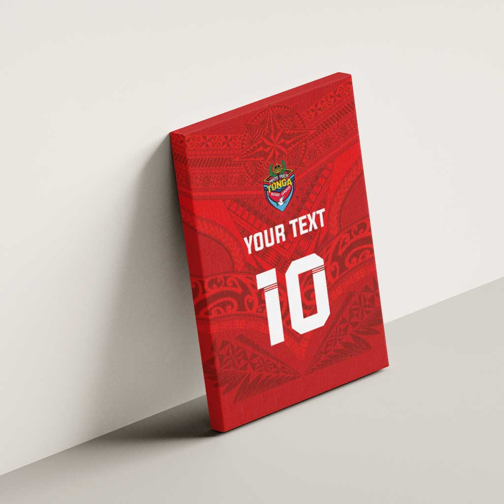 Custom Mate Ma'a Tonga Rugby Canvas Wall Art Ngatu Tribal Motifs Sporty Style - Polynesian Pride