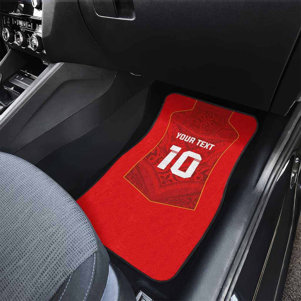 Custom Mate Ma'a Tonga Rugby Car Mats Ngatu Tribal Motifs Sporty Style - Polynesian Pride