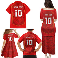 Custom Mate Ma'a Tonga Rugby Family Matching Puletasi and Hawaiian Shirt Ngatu Tribal Motifs Sporty Style - Polynesian Pride