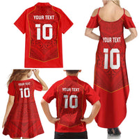 Custom Mate Ma'a Tonga Rugby Family Matching Summer Maxi Dress and Hawaiian Shirt Ngatu Tribal Motifs Sporty Style - Polynesian Pride