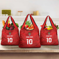 Custom Mate Ma'a Tonga Rugby Grocery Bag Ngatu Tribal Motifs Sporty Style - Polynesian Pride