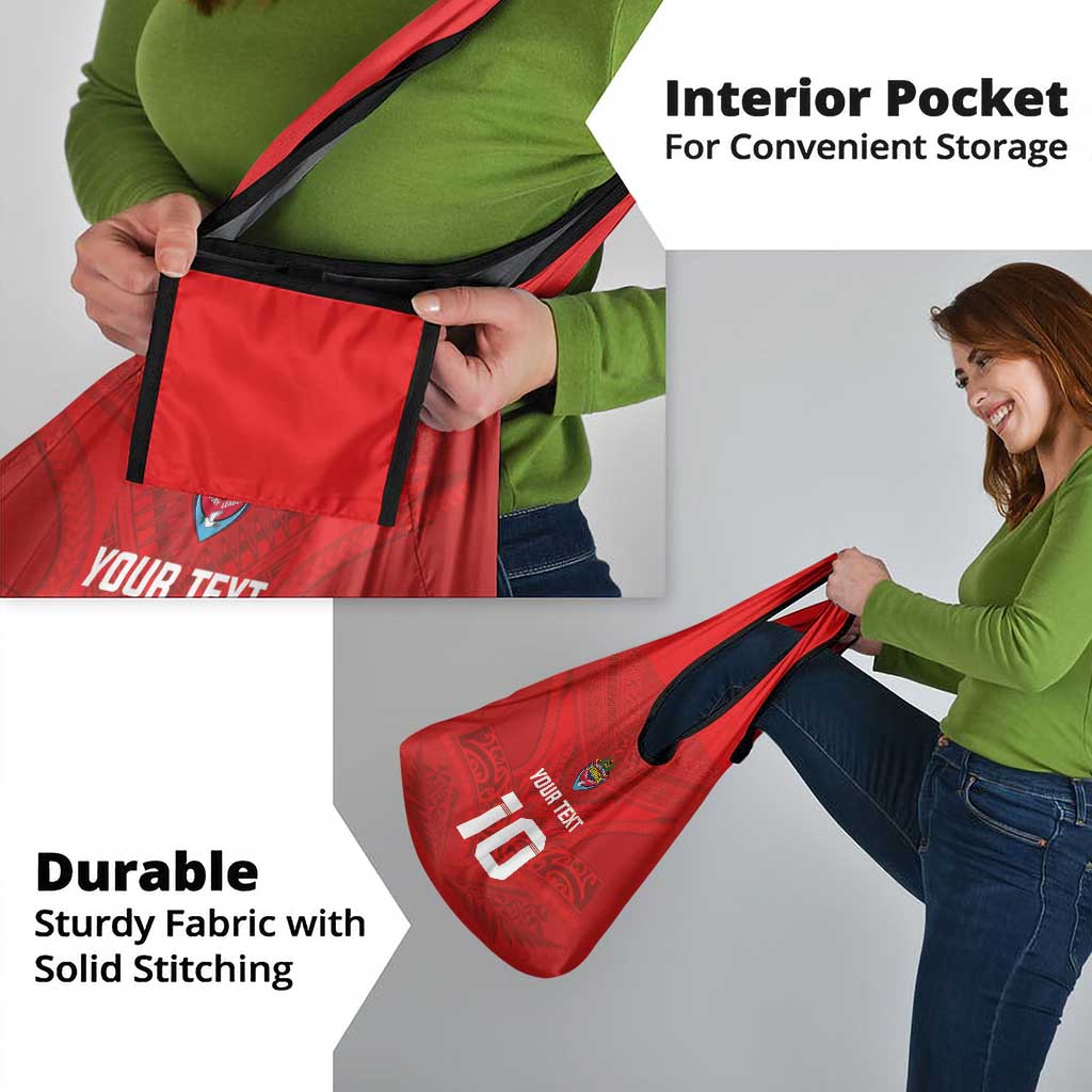 Custom Mate Ma'a Tonga Rugby Grocery Bag Ngatu Tribal Motifs Sporty Style - Polynesian Pride