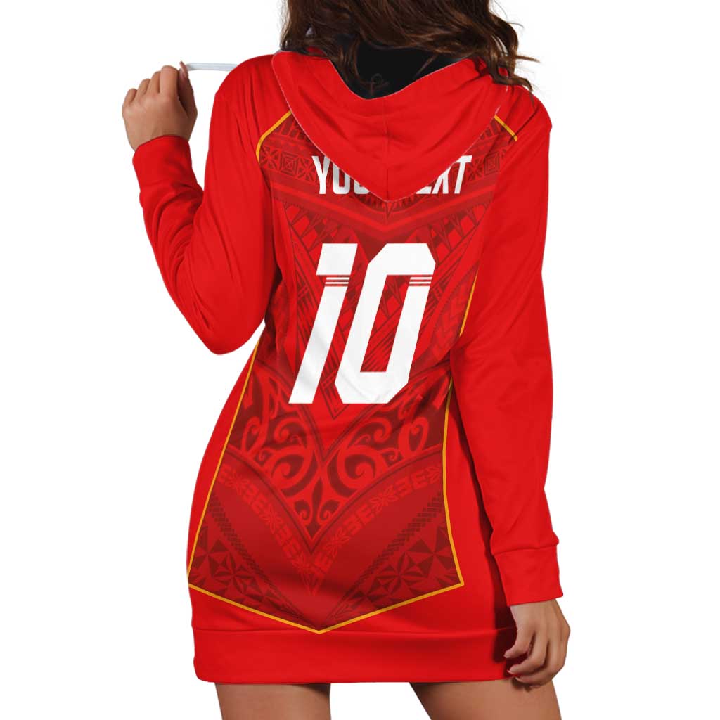 Custom Mate Ma'a Tonga Rugby Hoodie Dress Ngatu Tribal Motifs Sporty Style LT03 - Polynesian Pride