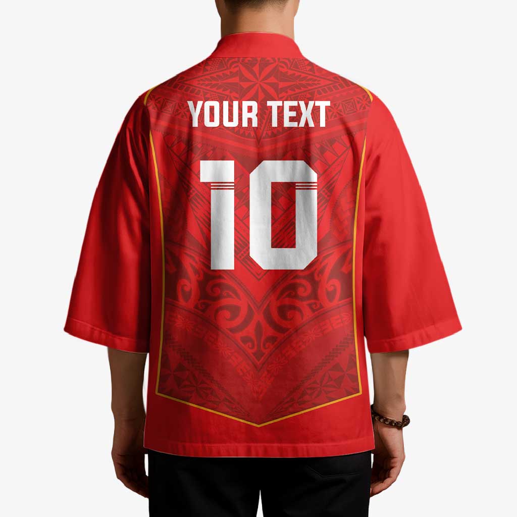 Custom Mate Ma'a Tonga Rugby Kimono Ngatu Tribal Motifs Sporty Style - Polynesian Pride