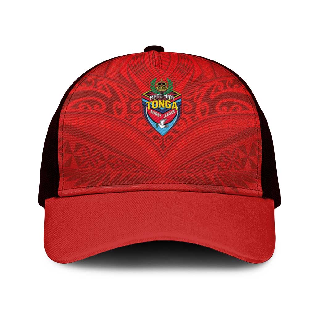 Mate Ma'a Tonga Rugby Mesh Trucker Cap Ngatu Tribal Motifs Sporty Style - Polynesian Pride