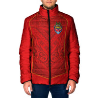 Custom Mate Ma'a Tonga Rugby Padded Jacket Ngatu Tribal Motifs Sporty Style - Polynesian Pride