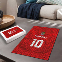 Custom Mate Ma'a Tonga Rugby Puzzle Ngatu Tribal Motifs Sporty Style - Polynesian Pride
