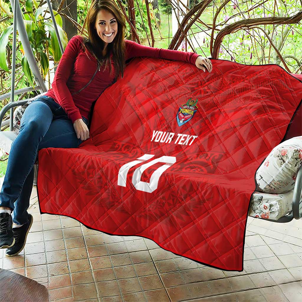 Custom Mate Ma'a Tonga Rugby Quilt Ngatu Tribal Motifs Sporty Style - Polynesian Pride
