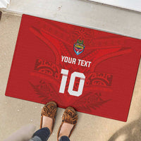 Custom Mate Ma'a Tonga Rugby Rubber Doormat Ngatu Tribal Motifs Sporty Style - Polynesian Pride