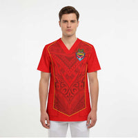 Custom Mate Ma'a Tonga Rugby Scrub Top Ngatu Tribal Motifs Sporty Style - Polynesian Pride