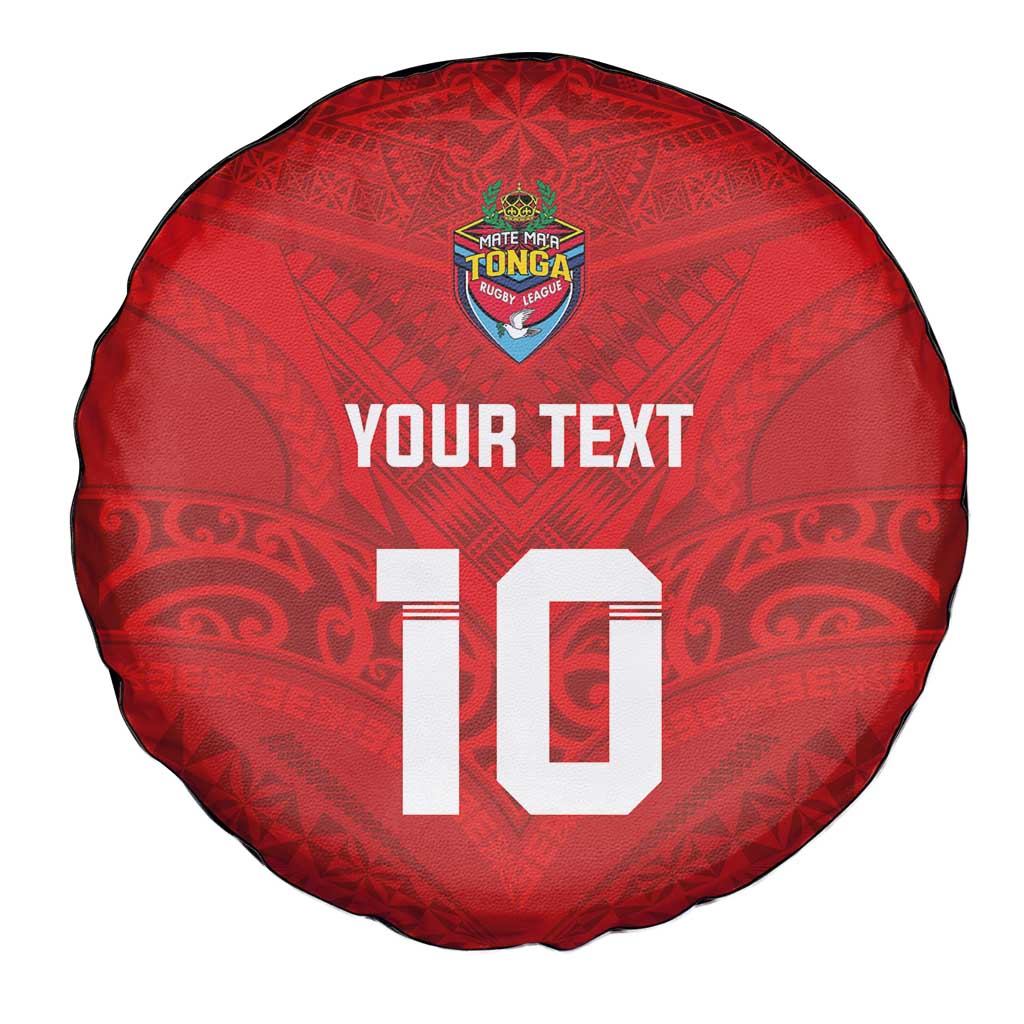 Custom Mate Ma'a Tonga Rugby Spare Tire Cover Ngatu Tribal Motifs Sporty Style - Polynesian Pride