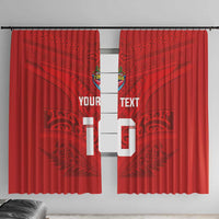 Custom Mate Ma'a Tonga Rugby Window Curtain Ngatu Tribal Motifs Sporty Style - Polynesian Pride