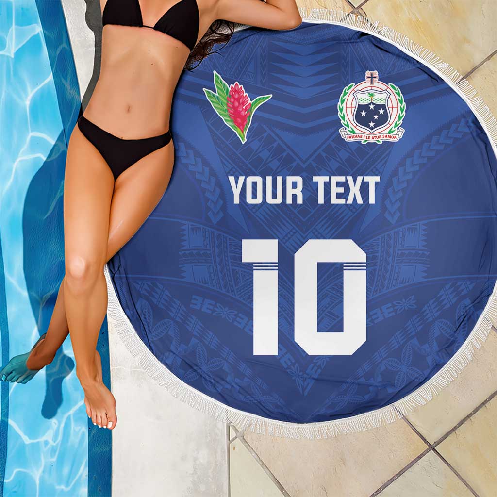 Custom Samoa Rugby Beach Blanket Tatau Tribal Motifs Sporty Style - Polynesian Pride