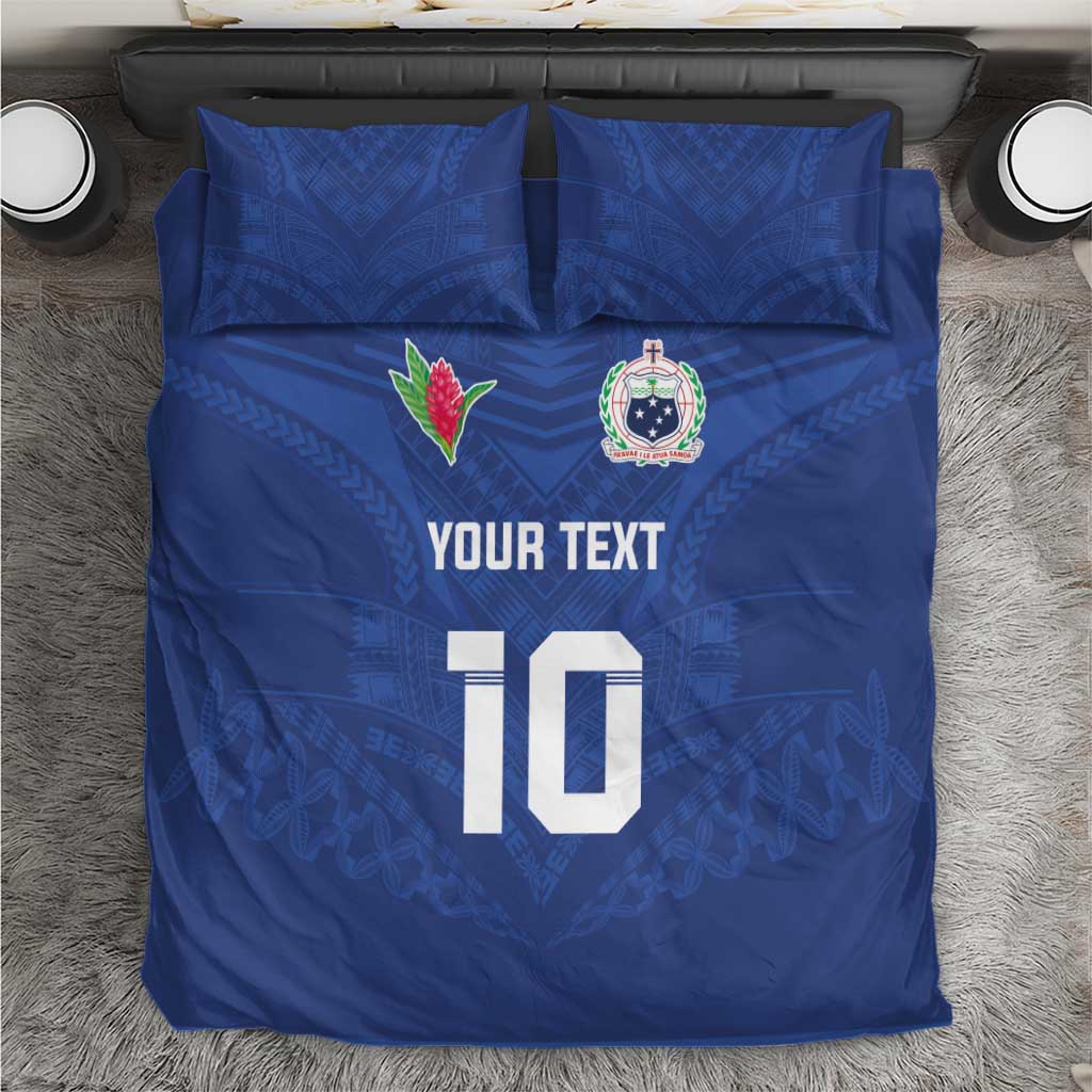 Custom Samoa Rugby Bedding Set Tatau Tribal Motifs Sporty Style - Polynesian Pride