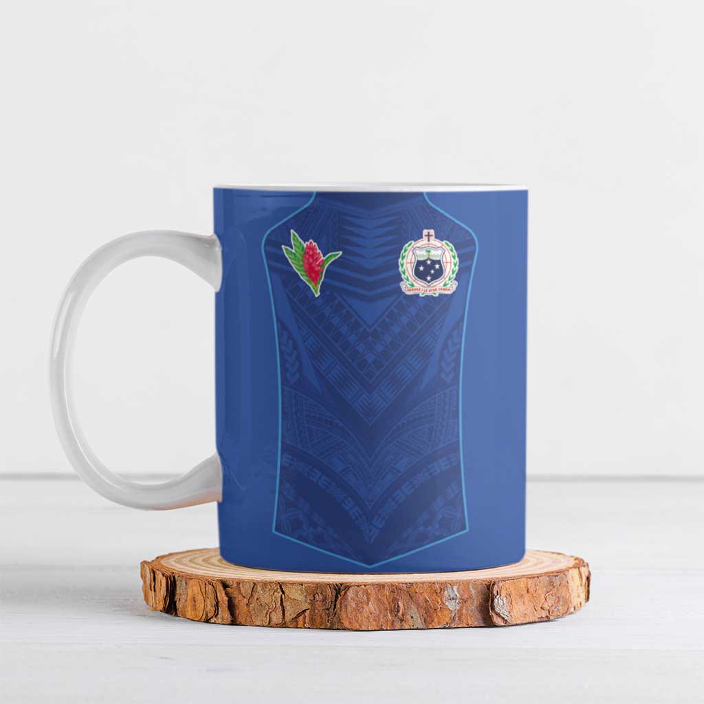 Custom Samoa Rugby Ceramic Mug Tatau Tribal Motifs Sporty Style - Polynesian Pride