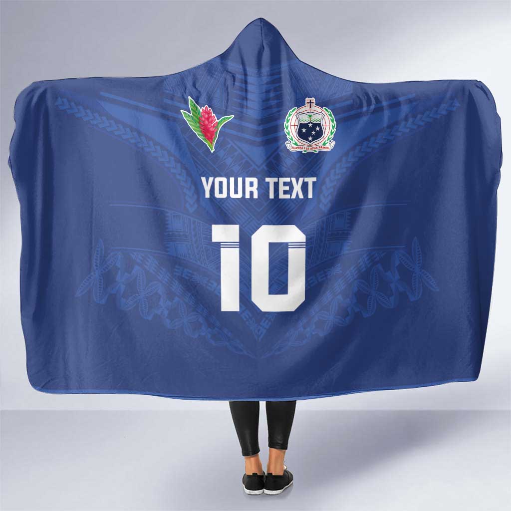 Custom Samoa Rugby Hooded Blanket Tatau Tribal Motifs Sporty Style - Polynesian Pride