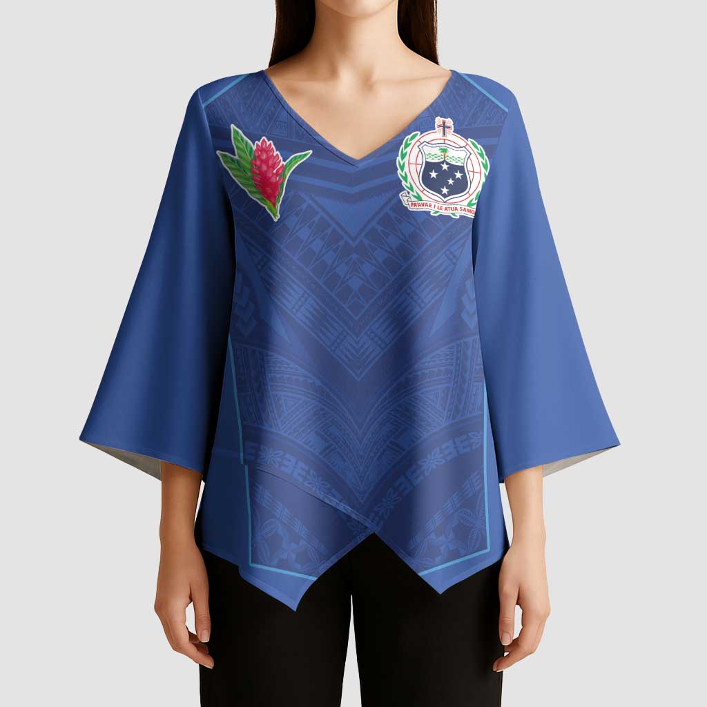 Custom Samoa Rugby Kimono Sleeve Blouse Tatau Tribal Motifs Sporty Style - Polynesian Pride