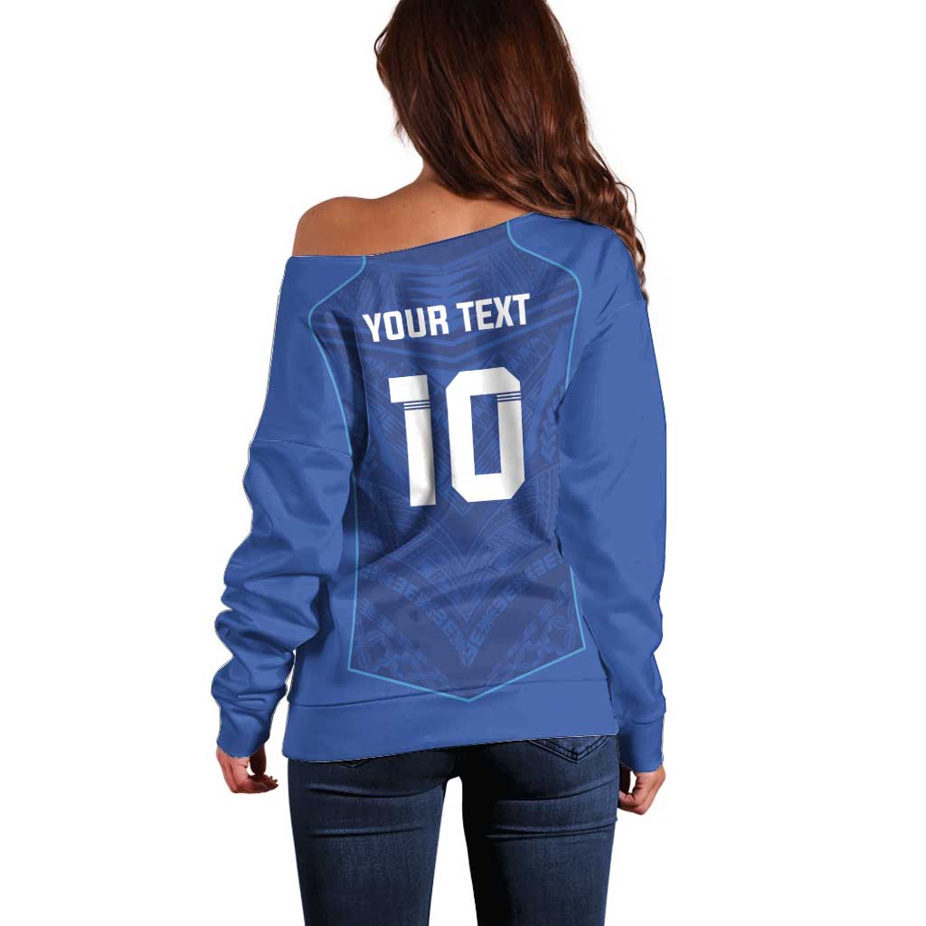 Custom Samoa Rugby Off Shoulder Sweater Tatau Tribal Motifs Sporty Style - Polynesian Pride