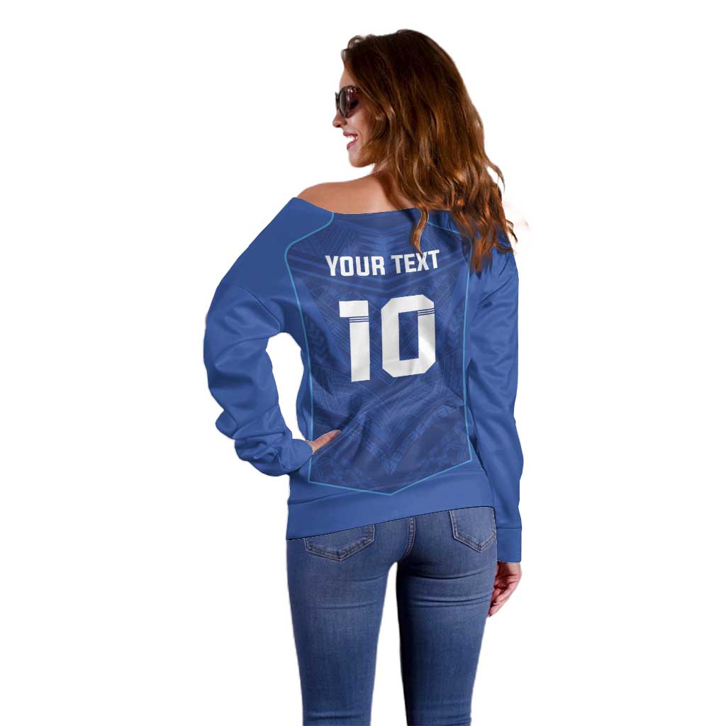 Custom Samoa Rugby Off Shoulder Sweater Tatau Tribal Motifs Sporty Style - Polynesian Pride