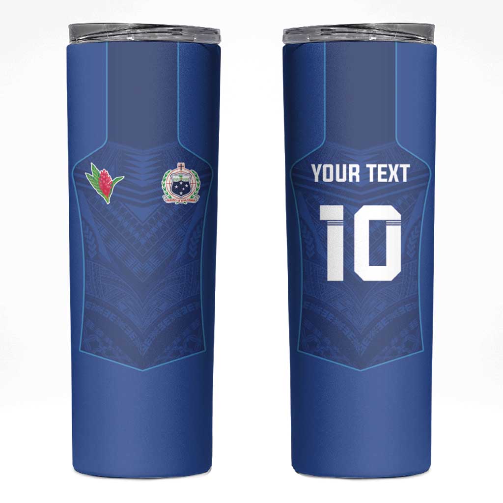 Custom Samoa Rugby Skinny Tumbler Tatau Tribal Motifs Sporty Style - Polynesian Pride