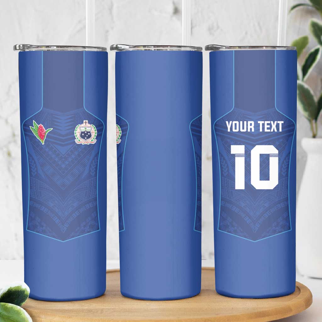 Custom Samoa Rugby Skinny Tumbler Tatau Tribal Motifs Sporty Style - Polynesian Pride