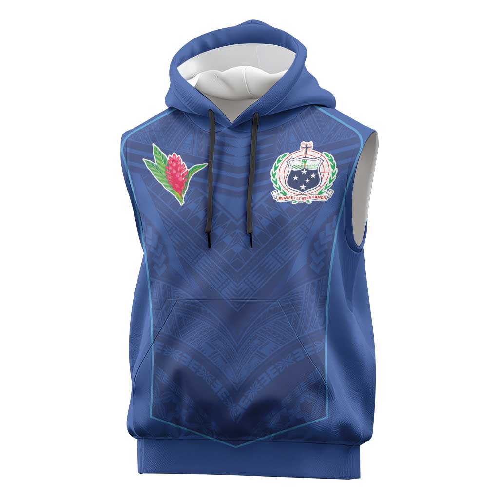 Custom Samoa Rugby Sleeveless Hoodie Tatau Tribal Motifs Sporty Style - Polynesian Pride