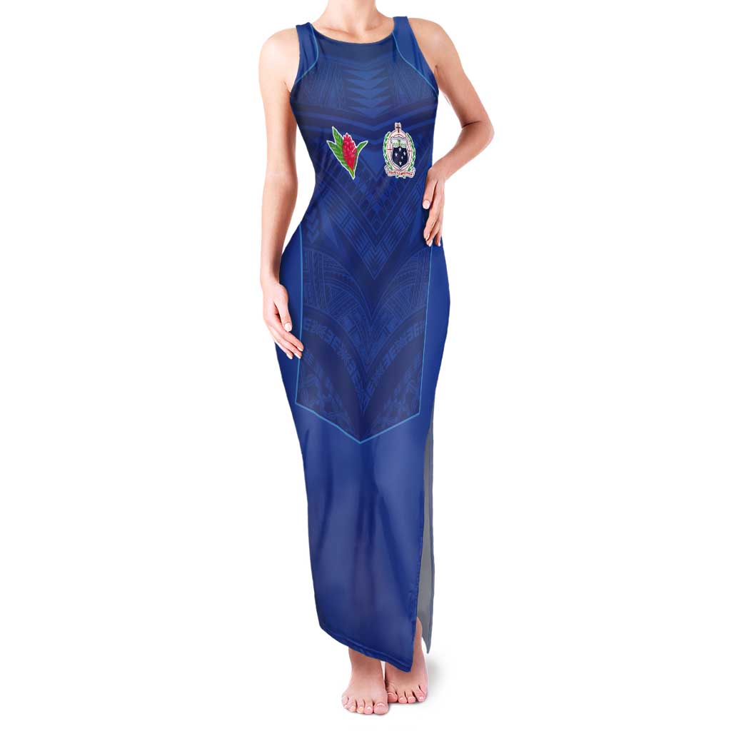 Custom Samoa Rugby Tank Maxi Dress Tatau Tribal Motifs Sporty Style - Polynesian Pride