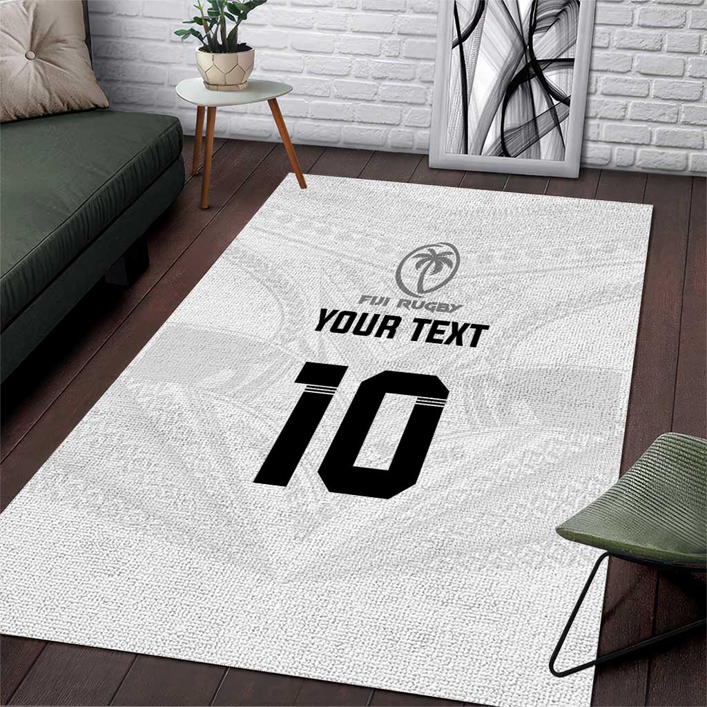 Custom Fiji Rugby Area Rug Tapa Tribal Motifs Sporty Style - Polynesian Pride