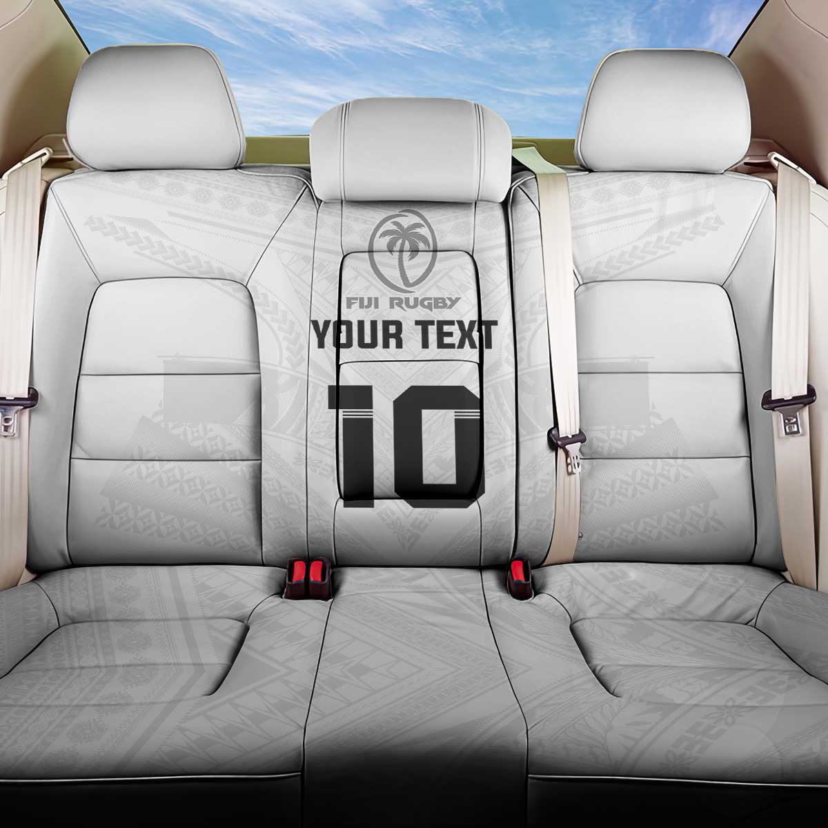 Custom Fiji Rugby Back Car Seat Cover Tapa Tribal Motifs Sporty Style - Polynesian Pride