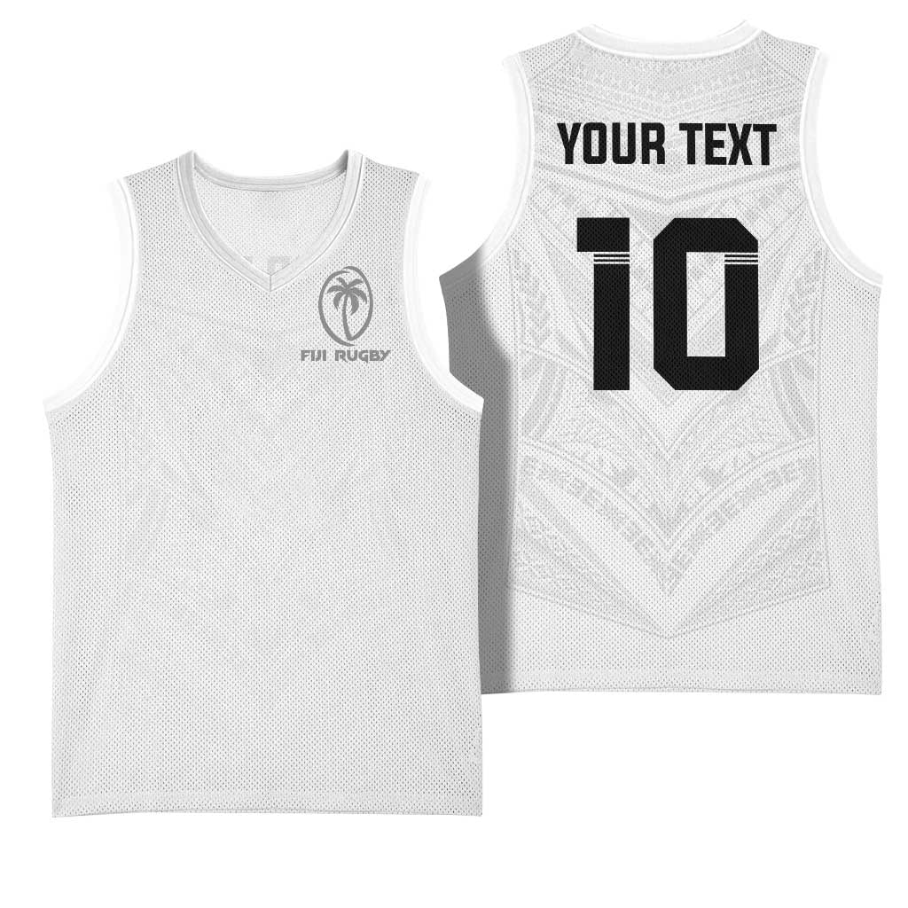 Custom Fiji Rugby Basketball Jersey Tapa Tribal Motifs Sporty Style - Polynesian Pride