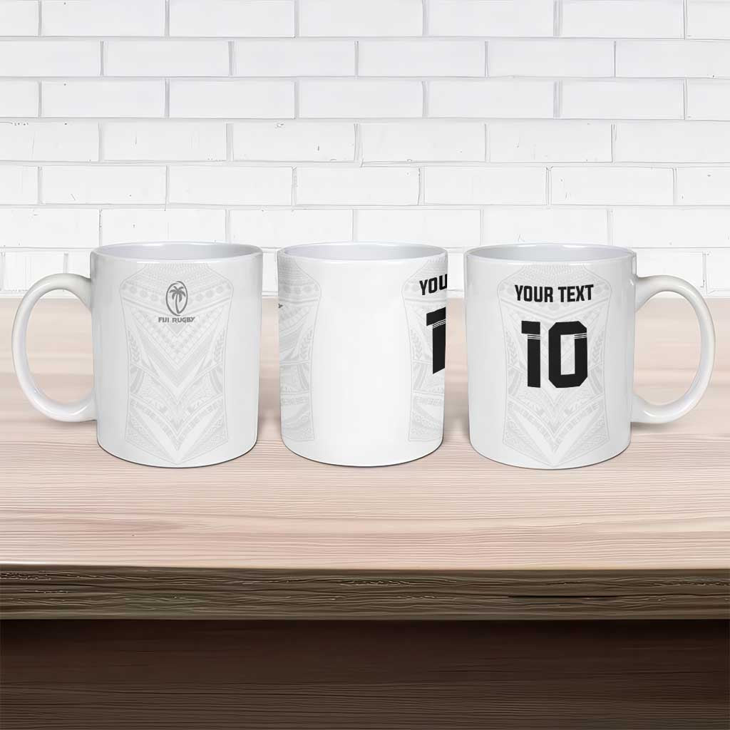 Custom Fiji Rugby Ceramic Mug Tapa Tribal Motifs Sporty Style - Polynesian Pride