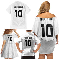 Custom Fiji Rugby Family Matching Off Shoulder Short Dress and Hawaiian Shirt Tapa Tribal Motifs Sporty Style - Polynesian Pride