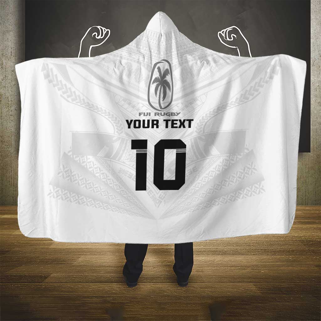 Custom Fiji Rugby Hooded Blanket Tapa Tribal Motifs Sporty Style - Polynesian Pride