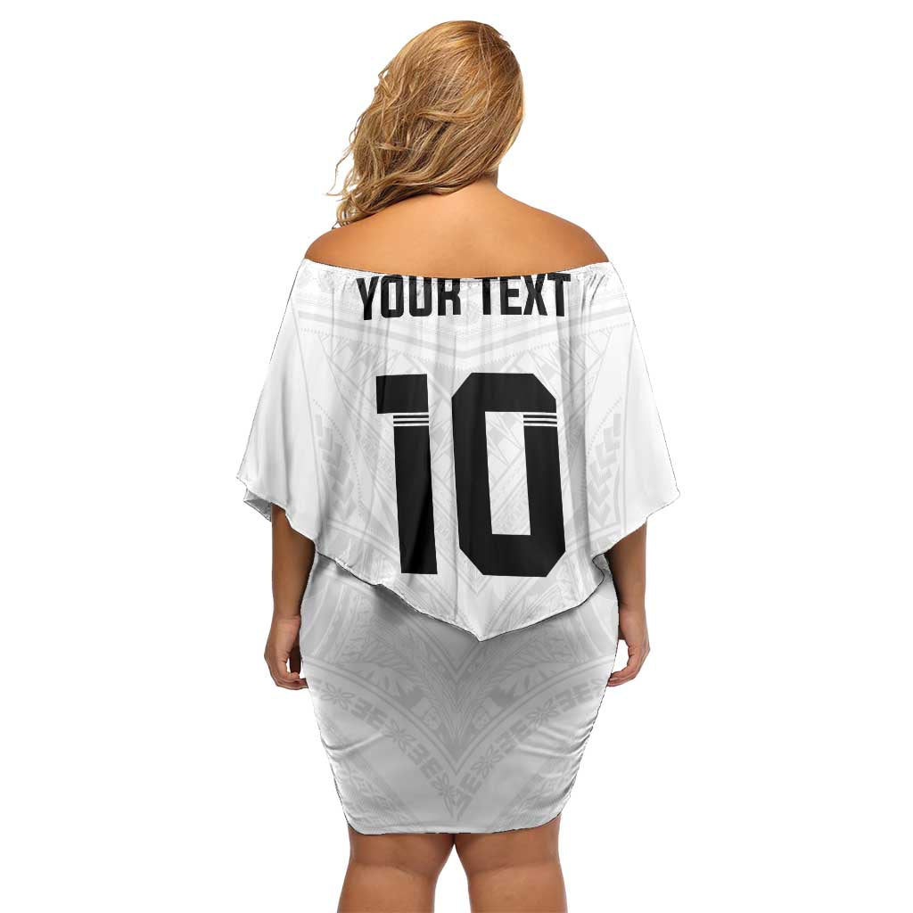 Custom Fiji Rugby Off Shoulder Short Dress Tapa Tribal Motifs Sporty Style - Polynesian Pride