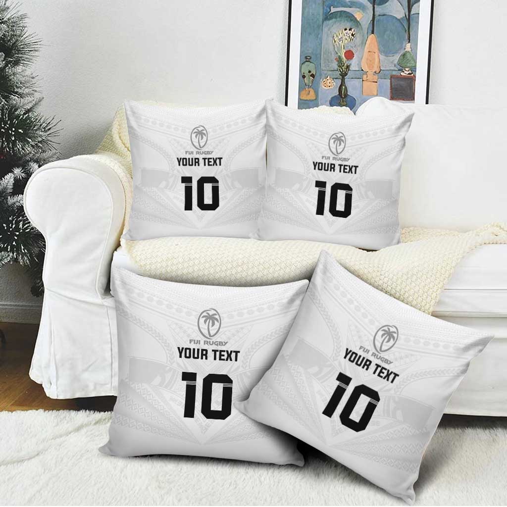 Custom Fiji Rugby Pillow Cover Tapa Tribal Motifs Sporty Style - Polynesian Pride