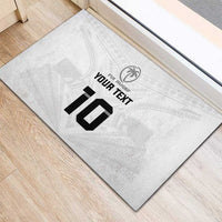 Custom Fiji Rugby Rubber Doormat Tapa Tribal Motifs Sporty Style - Polynesian Pride