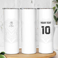 Custom Fiji Rugby Skinny Tumbler Tapa Tribal Motifs Sporty Style - Polynesian Pride