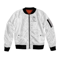 Custom Fiji Rugby Sleeve Zip Bomber Jacket Tapa Tribal Motifs Sporty Style - Polynesian Pride