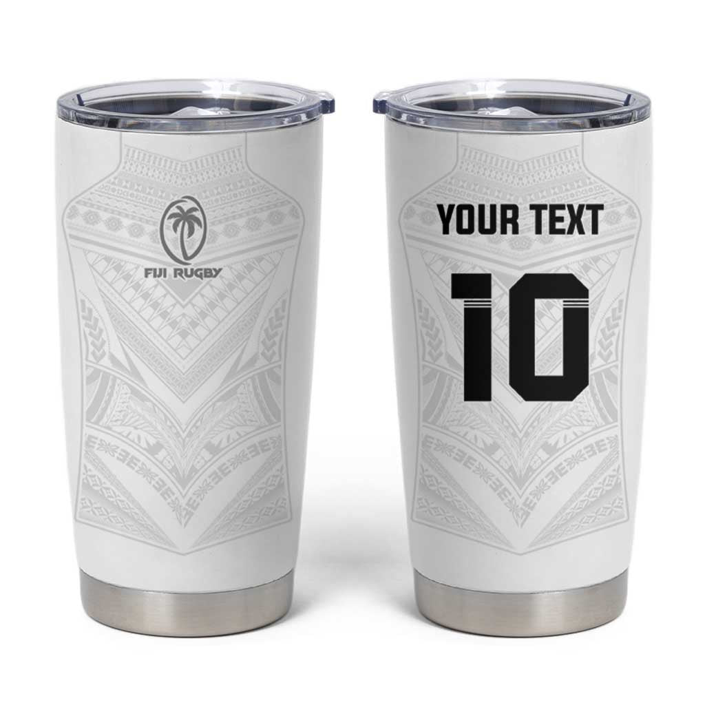 Custom Fiji Rugby Tumbler Cup Tapa Tribal Motifs Sporty Style - Polynesian Pride