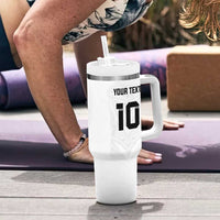 Custom Fiji Rugby Tumbler With Handle Tapa Tribal Motifs Sporty Style - Polynesian Pride