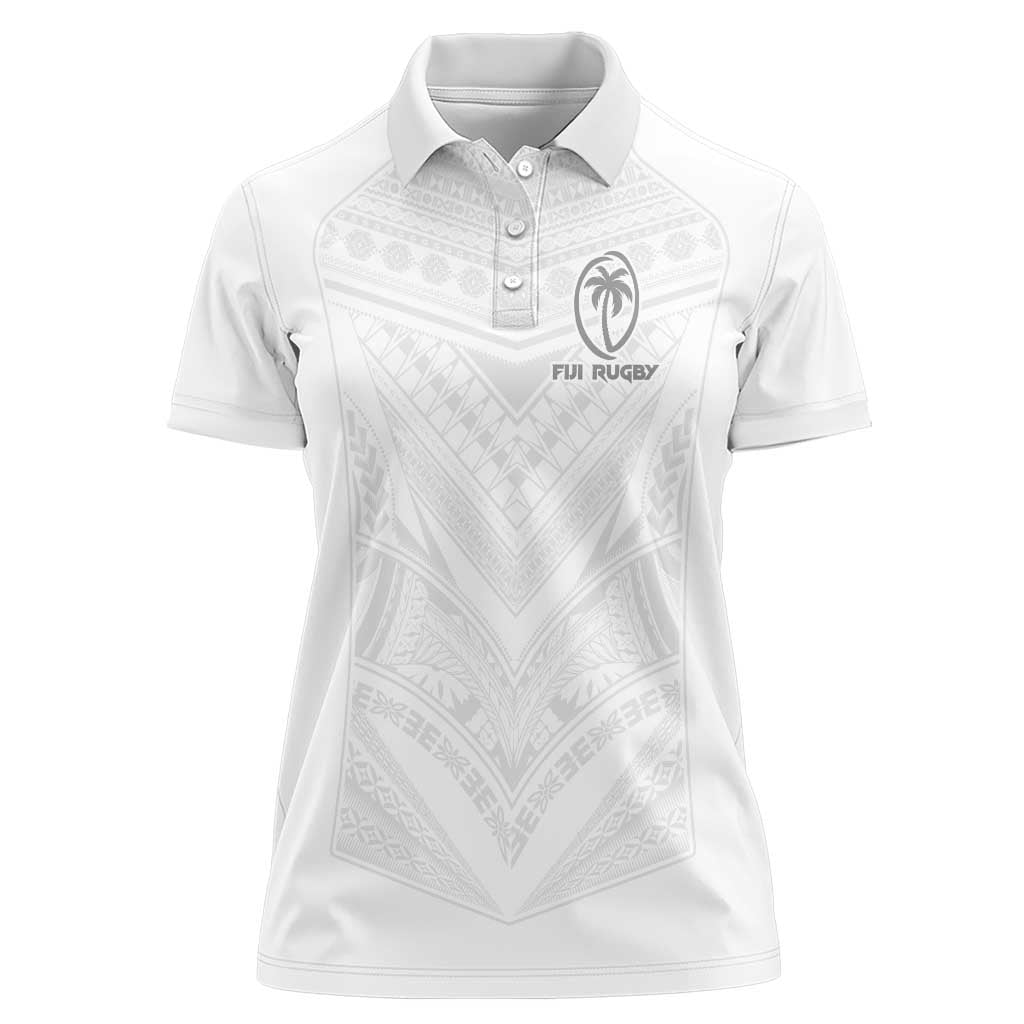 Custom Fiji Rugby Women Polo Shirt Tapa Tribal Motifs Sporty Style LT03 Female White - Polynesian Pride
