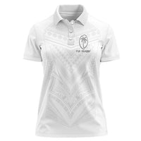 Custom Fiji Rugby Women Polo Shirt Tapa Tribal Motifs Sporty Style LT03 Female White - Polynesian Pride
