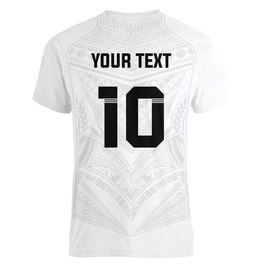 Custom Fiji Rugby Women V-Neck T-Shirt Tapa Tribal Motifs Sporty Style - Polynesian Pride