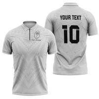 Custom Fiji Rugby Zipper Polo Shirt Tapa Tribal Motifs Sporty Style - Polynesian Pride