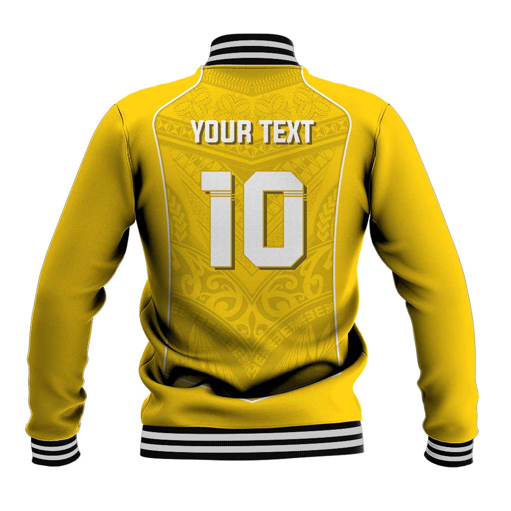 Custom Niue Rugby Baseball Jacket Hiapo Tribal Motifs Sporty Style - Polynesian Pride