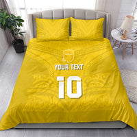 Custom Niue Rugby Bedding Set Hiapo Tribal Motifs Sporty Style - Polynesian Pride